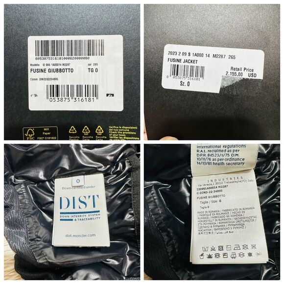 Moncler X Adidas Fusine Short Down Jacket 0/ S White/Ivory Full Zip NWT $2155 - Picture 10 of 14